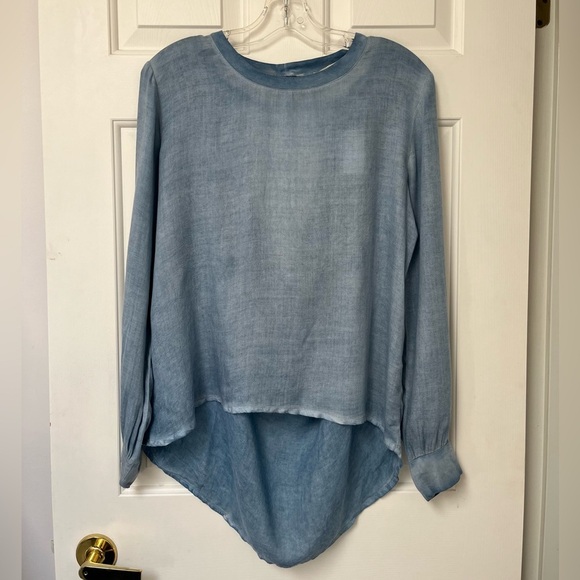 NWT California Moon Rise Blue Drape Back Blouse M - Picture 3 of 15